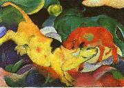 Franz Marc Cows, Yellow, Red, Green painting